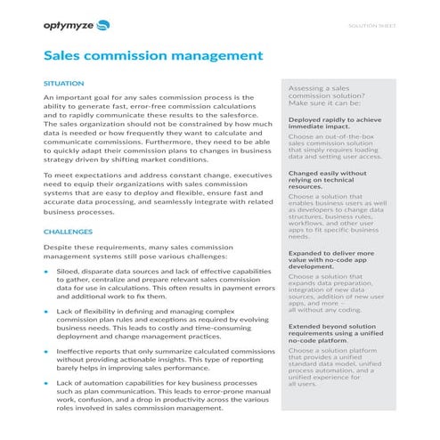 Solution Sheet / Sales Commission Management (2026) | PDF