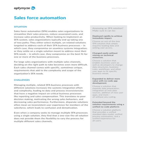 Solution Sheet / Sales Force Automation (2026) | PDF
