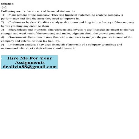Solution 3-2Following are the basic users of financial statements.pdf