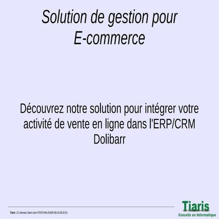 Système E-commerce avec Dolibarr ERP/CRM