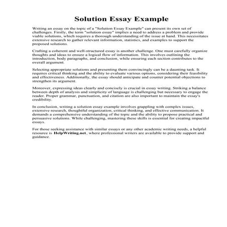 Solution Essay Example