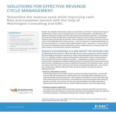 Solution for effective revenue cycle management