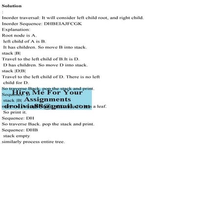 SolutionInorder traversal It will consider left child root, and .pdf