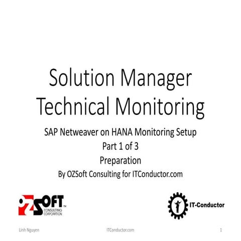 SAP Solution Manager - Netweaver on HANA Monitoring Setup Part 1 of 3 (Prepar...