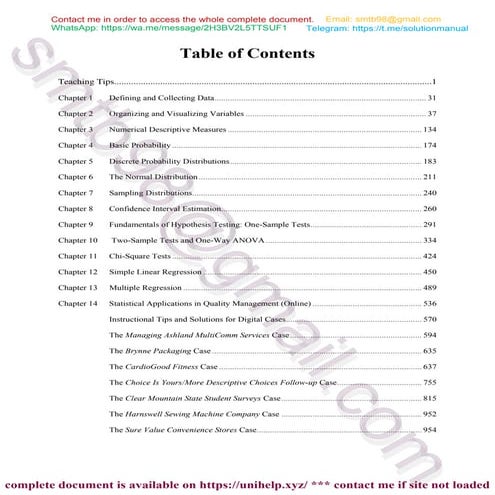 Solutions for Problems in Business Statistics 7th Edition by Levine & Szabat