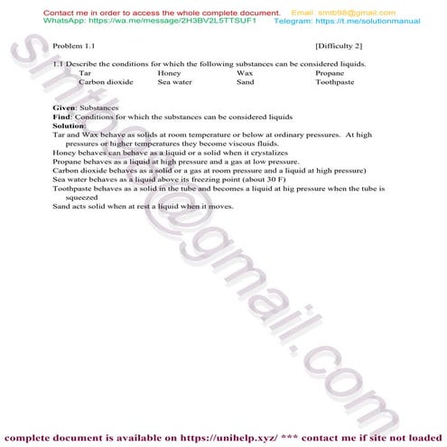 Solutions for Exercises in Fox and McDonald's Introduction to Fluid Mechanics...