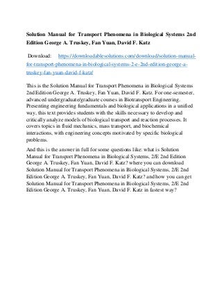 Basic Transport Phenomena in Biomedical Engineering - 4th ...