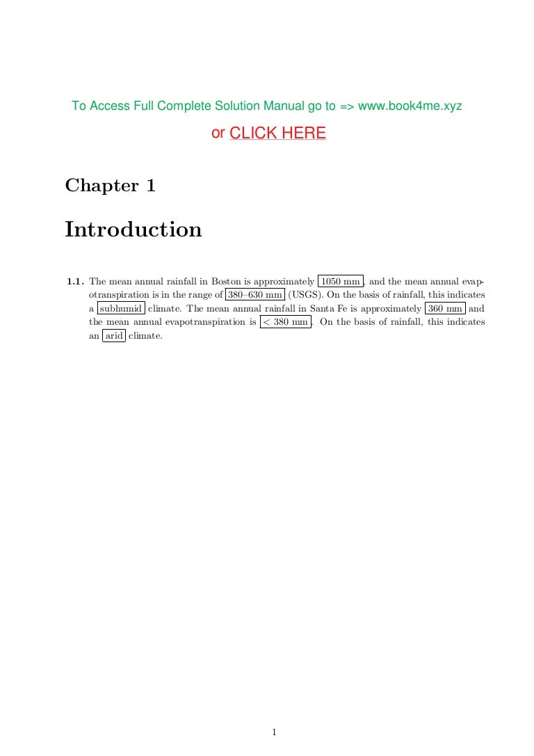 Solution Manual For Water Resources Engineering 3rd Edition David A