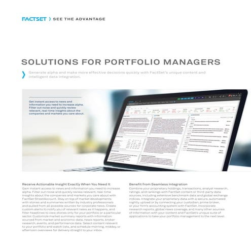 Solutions for portfolio managers brochure
