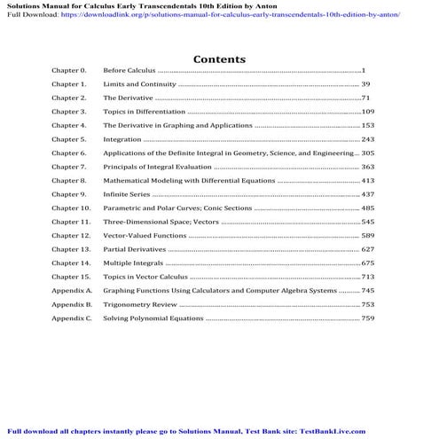 Solutions Manual for Calculus Early Transcendentals 10th Edition by Anton