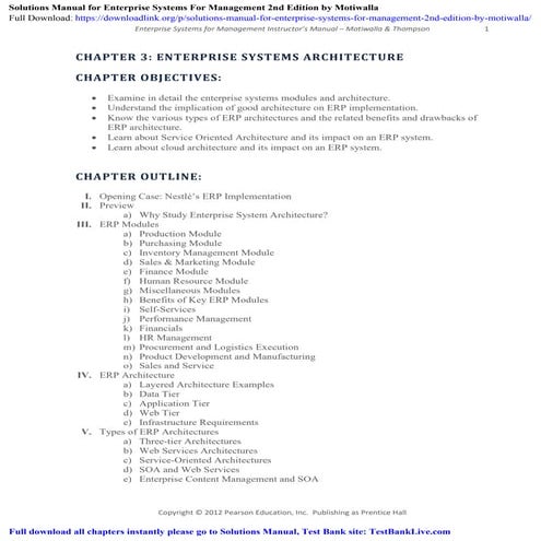 Solutions Manual for Enterprise Systems For Management 2nd Edition by Motiwalla