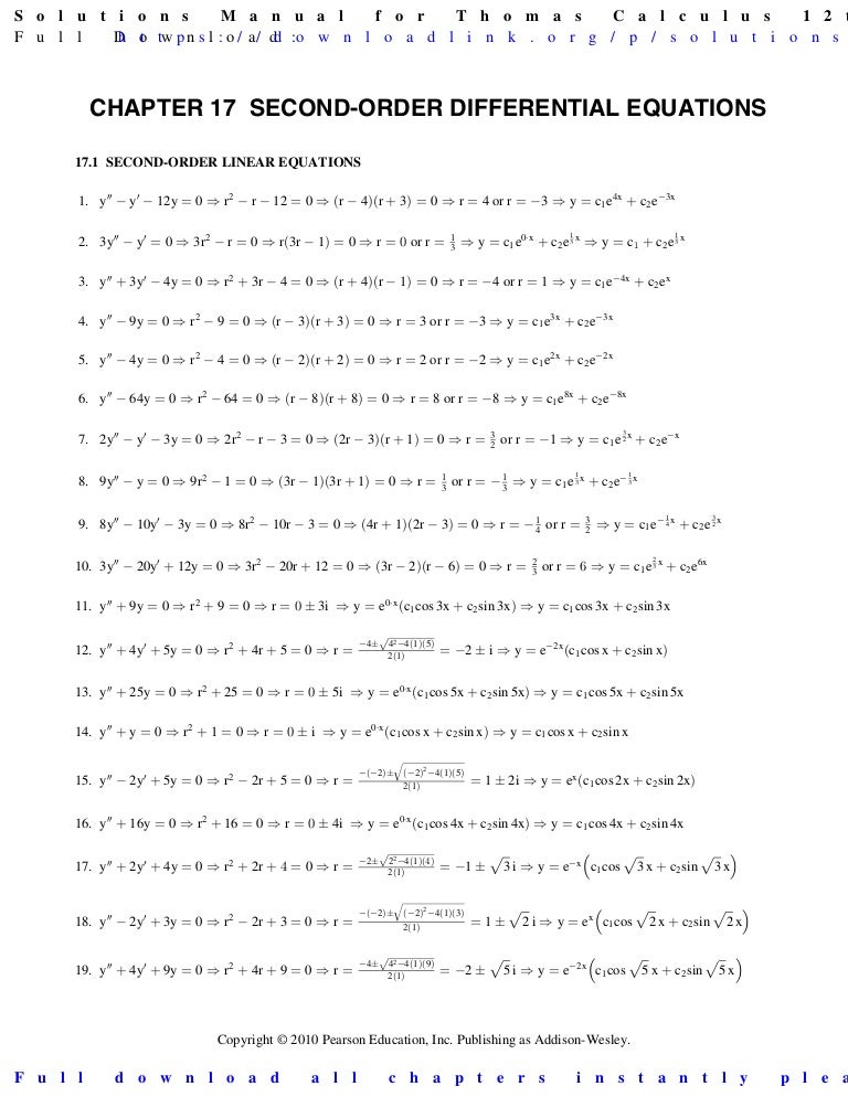 thomas calculus 12th edition solution manual online