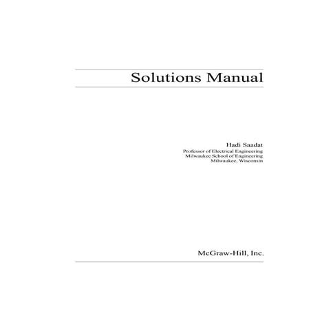 Solutions manual -hadi saadat-power systems analysis - 2nd edition (2002)