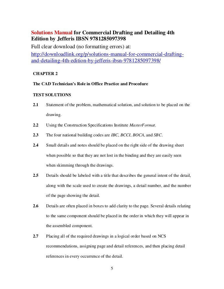 Solutions Manual For Commercial Drafting And Detailing 4th Edition By