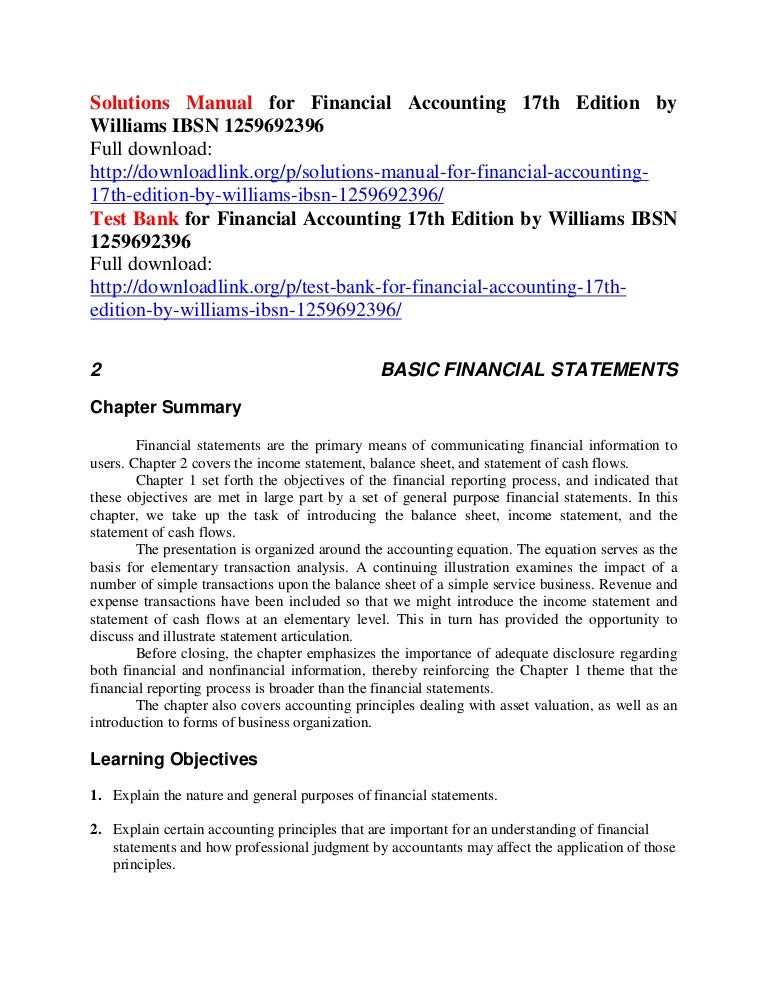 Solutions Manual For Financial Accounting 17th Edition Williams Ib