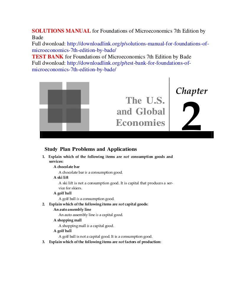 Solutions Manual For Foundations Of Microeconomics 7th Edition Bade