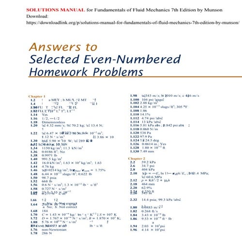 Solutions manual for fundamentals of fluid mechanics 7th edition by munson