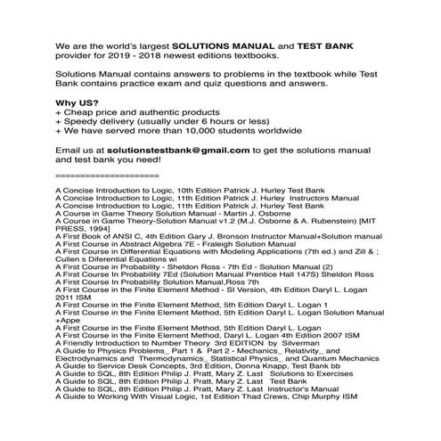 Solutions Manual and Test Bank 2019
