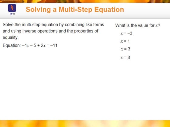 Solutions of a linear equation