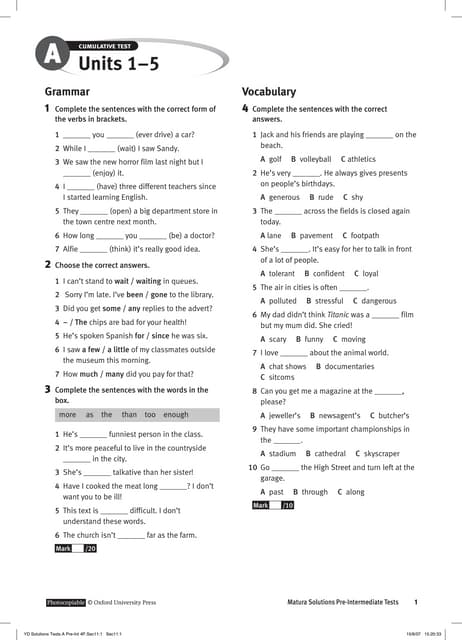 Project 4th Edition Workbook 4 Answer Key | PDF
