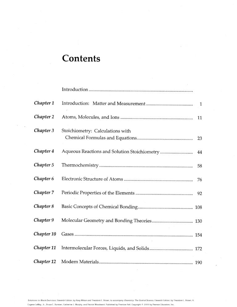 Solutions To Black Exercises The Central Science 11th