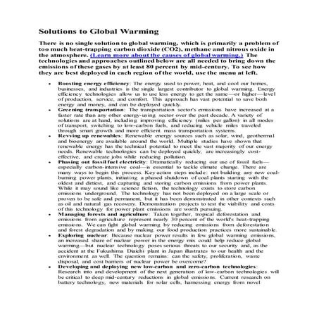 Solutions to global warming