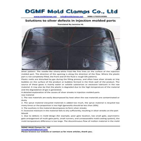 Solutions to silver defects in injection molded parts -dgmf mold clamps co., ltd