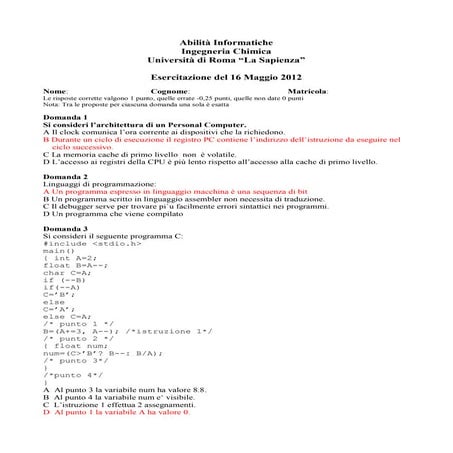 Soluzioni abilità informatiche 16 maggio 2012