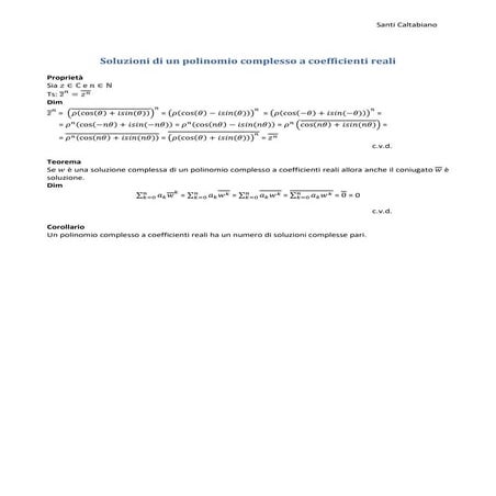 Soluzioni di un polinomio complesso a coefficienti reali [sc]