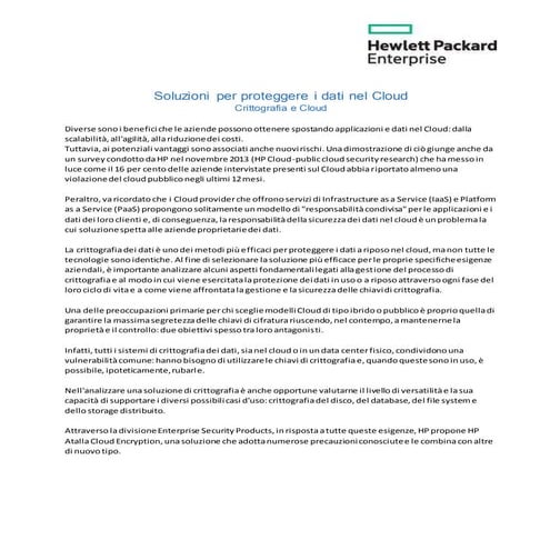 Soluzioni per proteggere i dati nel cloud