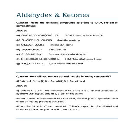 Solved aldehydes and ketones 