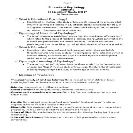 Meaning and definition of psychology | PPT