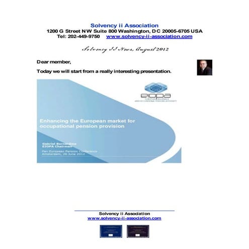 Solvency ii News August 2012