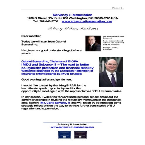Solvency ii News March 2013