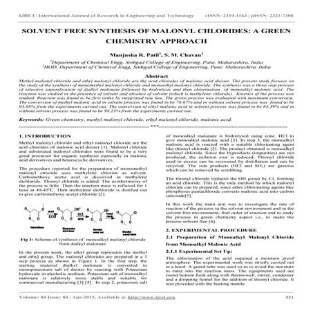 Solvent free synthesis of malonyl chlorides   a green chemistry approach
