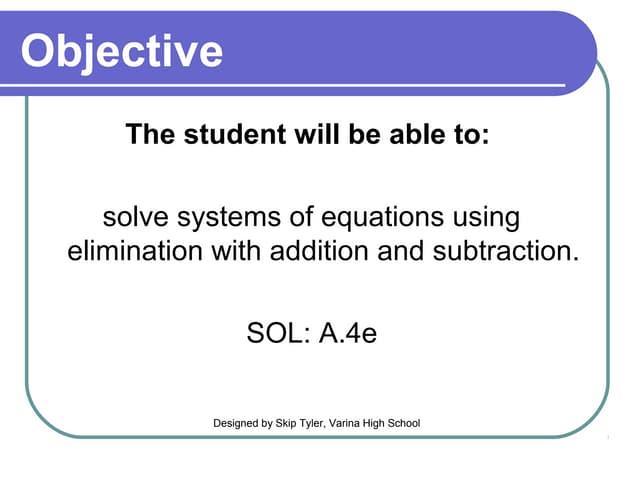 Solve By Elimination