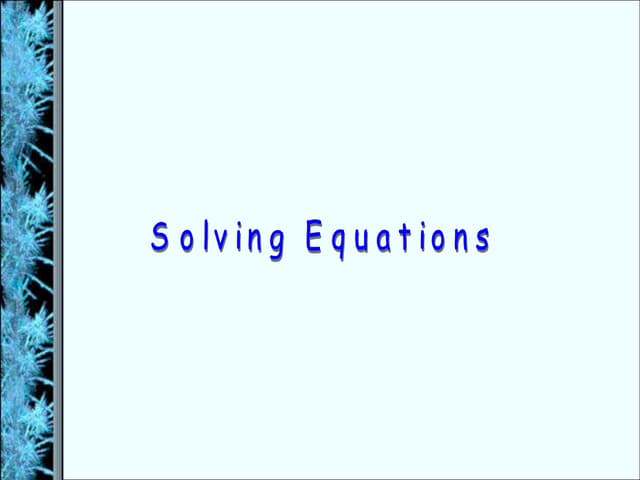 Solving equations