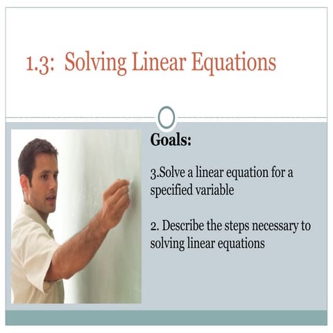 Solving Linear Equations | PPT