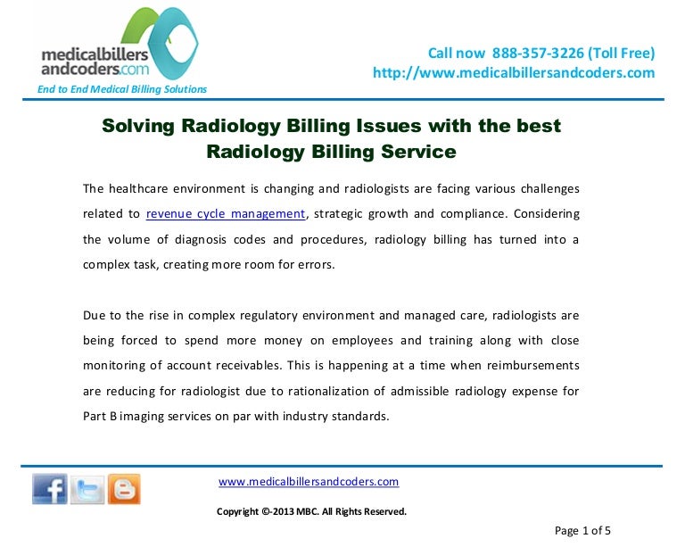 Solving Radiology Billing Issues with the best Radiology Billing Serv…