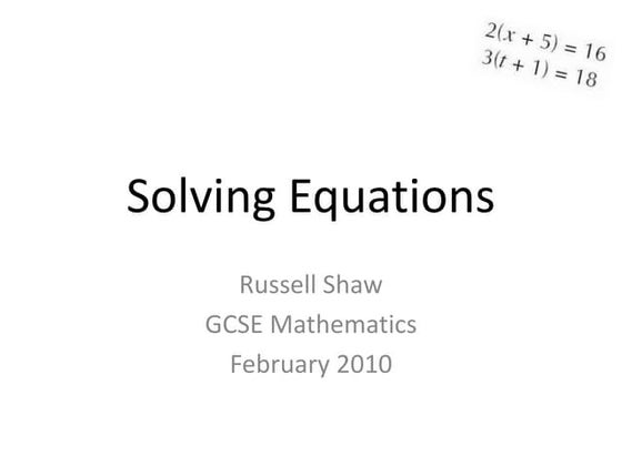 Solving equations