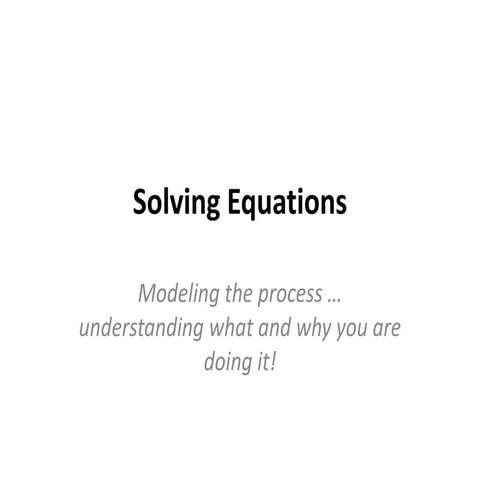Solving equations modeling | PPT