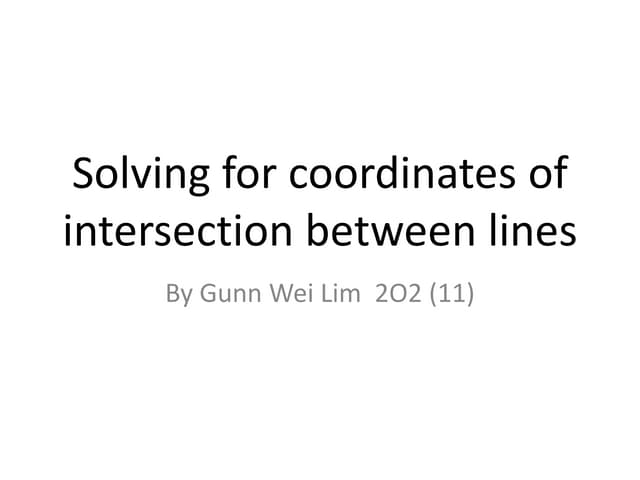 Solving for coordinates of intersection between lines