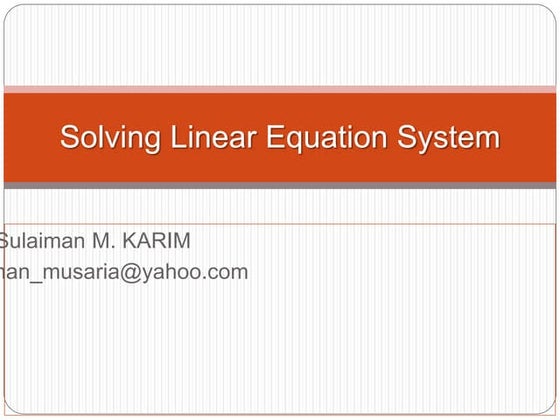 Crout s method for solving system of linear equations | PPT