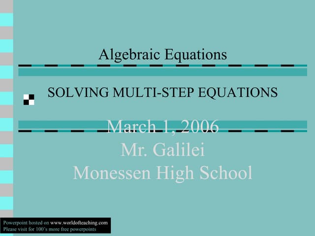 Solving Multi Step Equations Ppt Solving Multi Step Equations Ppt