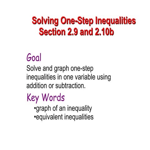 Solving One Step Inequalities