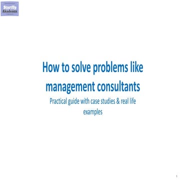 Management Consulting Approach to Problem Solving