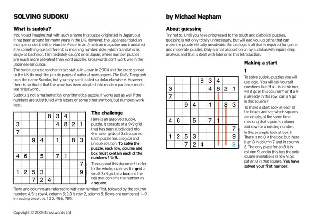 Solving sudoku