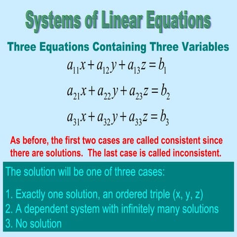Solving systems of equations in 3 variables