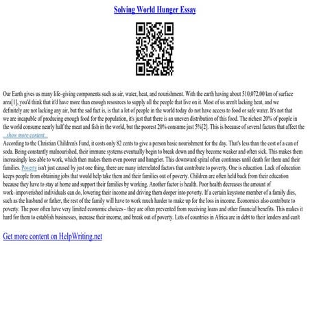 World Hunger Essays | PDF