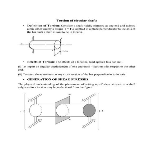 Torsion of circular shafts